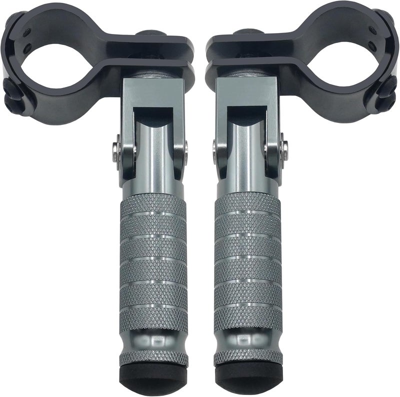 VUOZIP M8 Anti-Skid CNC Universal Motorcycle Foot Pegs Degree Foldable Footpegs Footrest,Upgrade Passenger Pedal For Mini Bike Dirt Pit Bike Electric Car Motorbike Honda Suzuki Yamaha Kawasaki (Titanium) - Image 2
